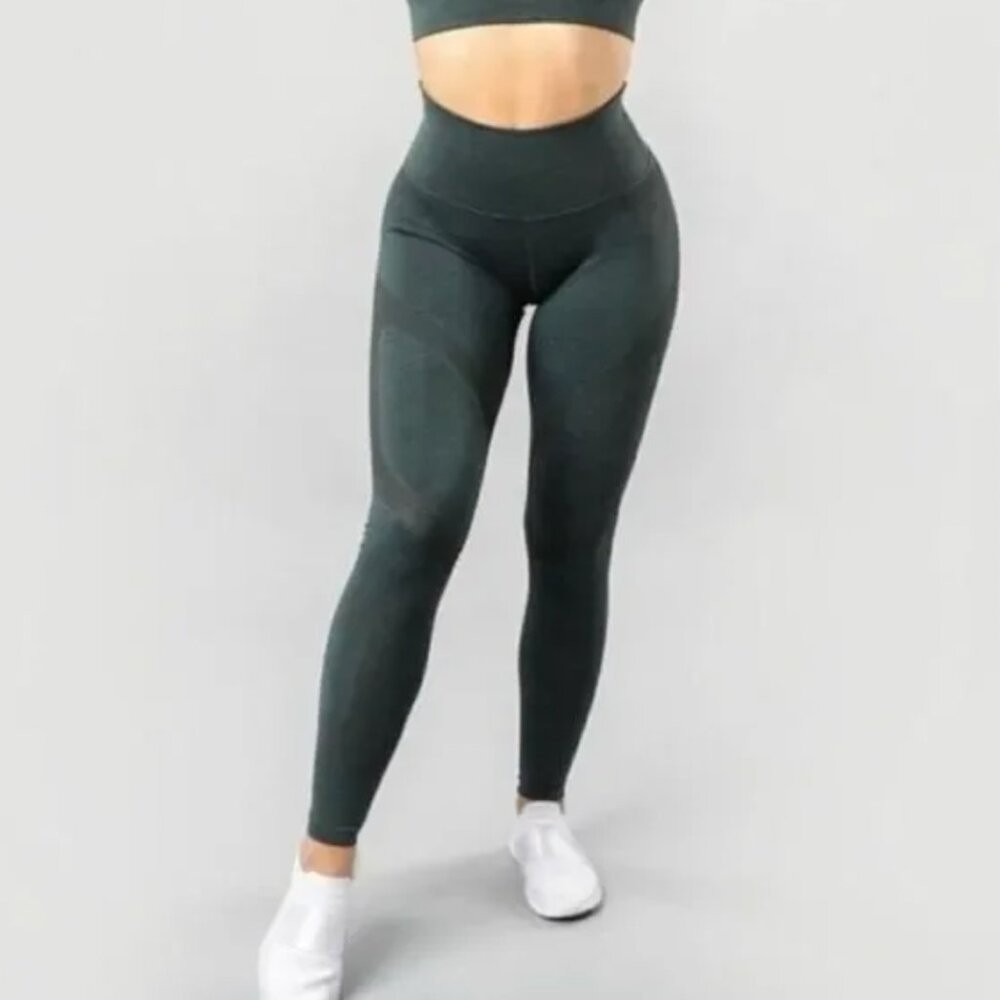 ALPHALETE Women's Small Forest Green Contour Workout Athletic Stretch Leggings‎